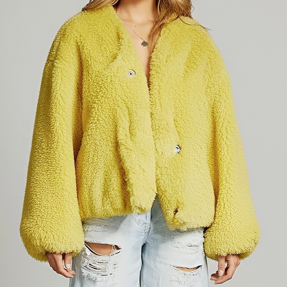 NWT Drop Sleeve Oversized Shag Teddy Jacket - Picture 4 of 10